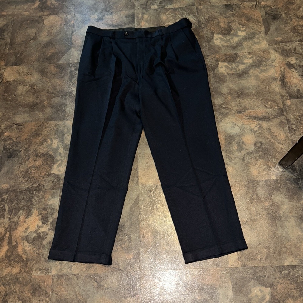 ARCHITECT 38"x 30" Men's Navy Pleated Dress Pants Cuffed Comfort Band Business